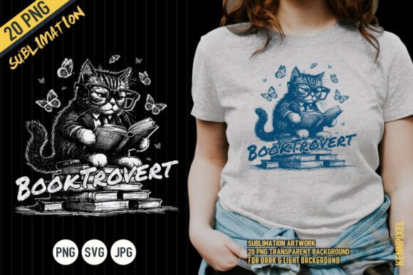 Book Trovert Reading Cat Shirt SVG PNG Review