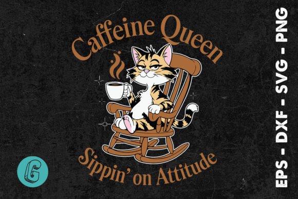 Caffeine Queen Cat Lover SVG
