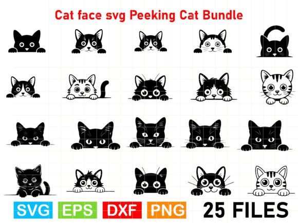 Cat Face SVG Peeking Cat Bundle