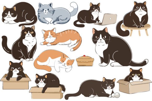 Cat Vector SVG Funny Doodle