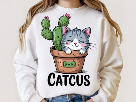 Catcus Cactus with Sleeping Cat Pun SVG