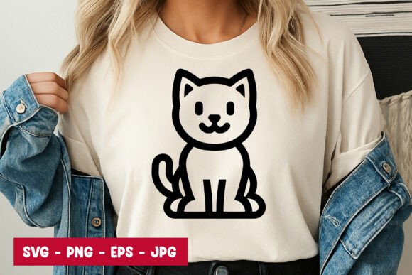 Cute Cat Outline SVG Design