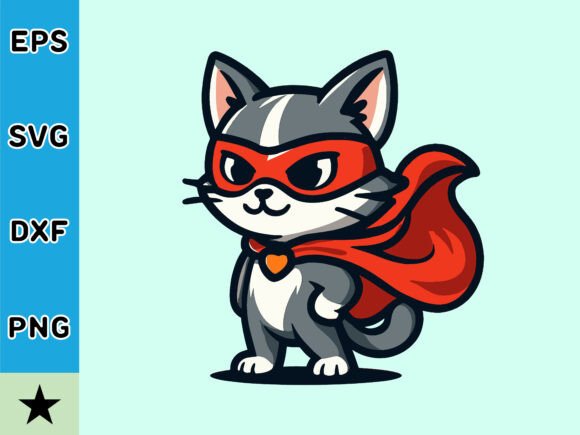 Cute Cat Superhero SVG Vector