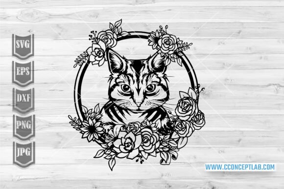 Cute Cat Wreath Svg