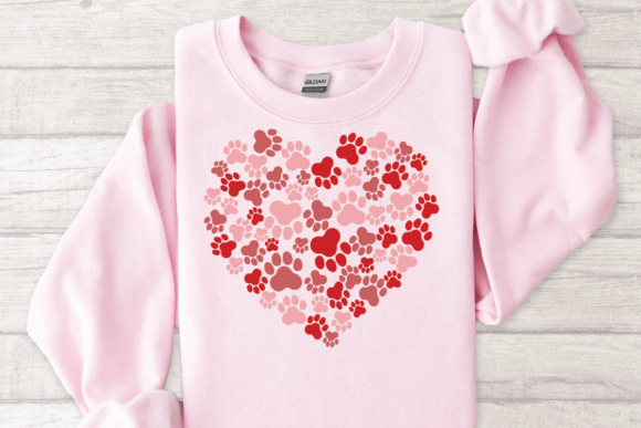 Dog Valentine SVG, Paw Heart SVG, Cat