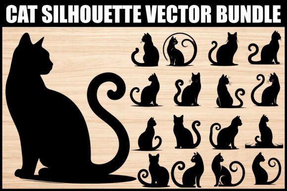 Elegant Cat Silhouette Vector Set