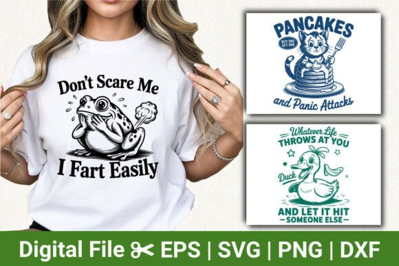 Fart Frog Humor Svg, Cat and Duck Svg
