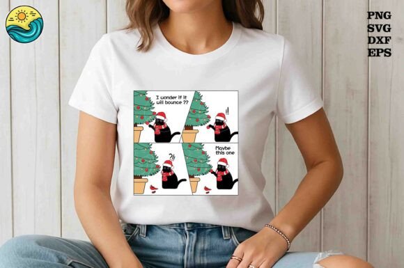 Funny Cat Christmas Comic SVG PNG