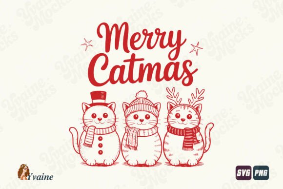 Funny Cat Christmas SVG Merry Catmas PNG