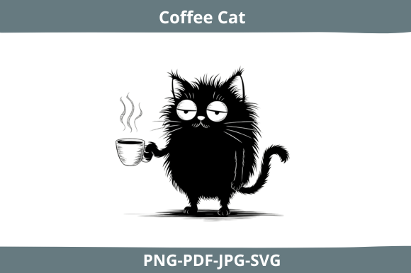 Funny Coffee Cat PNG SVG Cat Clipart I