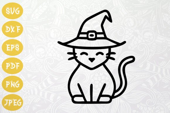 Halloween Witch Cat Icon SVG Clipart