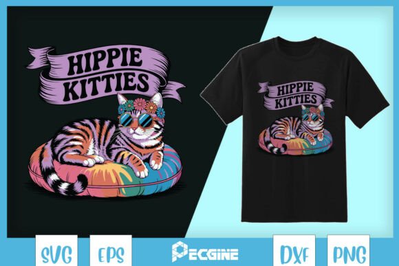 Hippie Kitties Hippie Cat Funny SVG