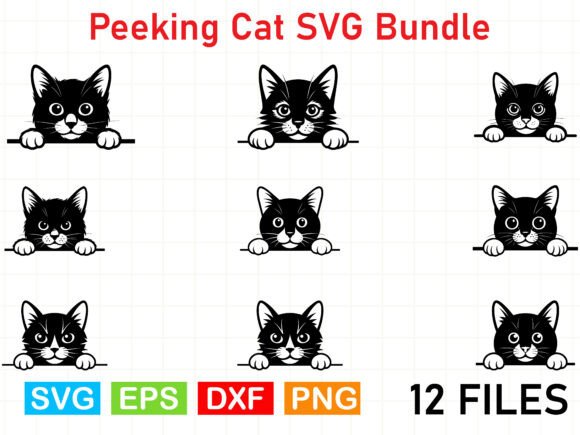 Peeking Cat Silhouette SVG Bundle