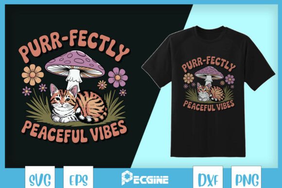 Purr-fectly Peaceful Cat Mushroom SVG