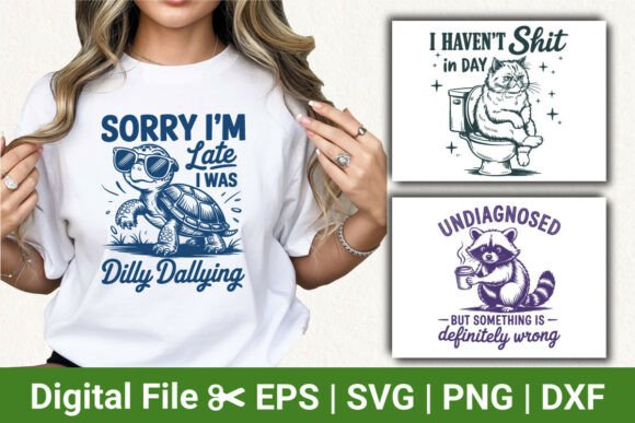 Sarcastic Humor Turtle Cat Raccoon Svg