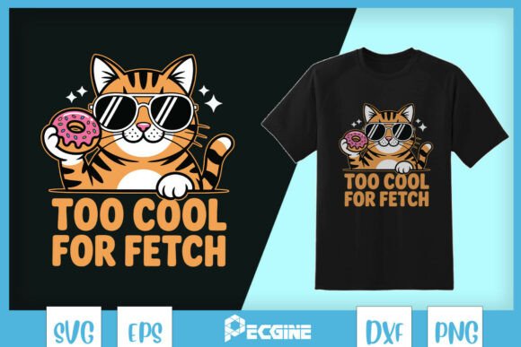 Too Cool for Fetch Cat Sublimation SVG