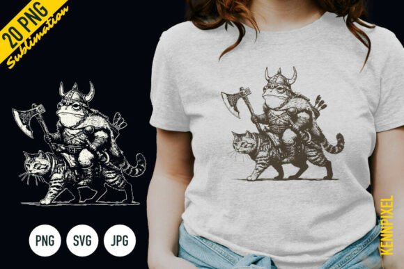 Viking Frog on Cat Shirt SVG PNG