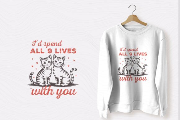 Vintage Valentine's Cat PNG SVG